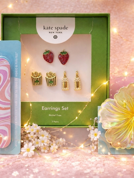 kate spade Jewelry - NIB Kate Spade ♠️ Earrings Set - Strawberry, Fries & Champagne